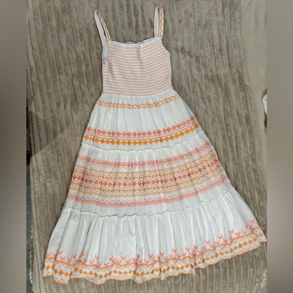 Zara White Maxi Dress with Pink and Orange Accents - Picture 2 of 6